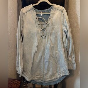 Free People Denim Dress Sz Lg